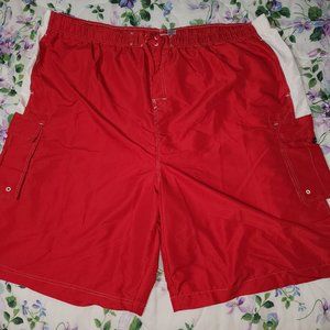 King Size Red/White Swim Trunks
